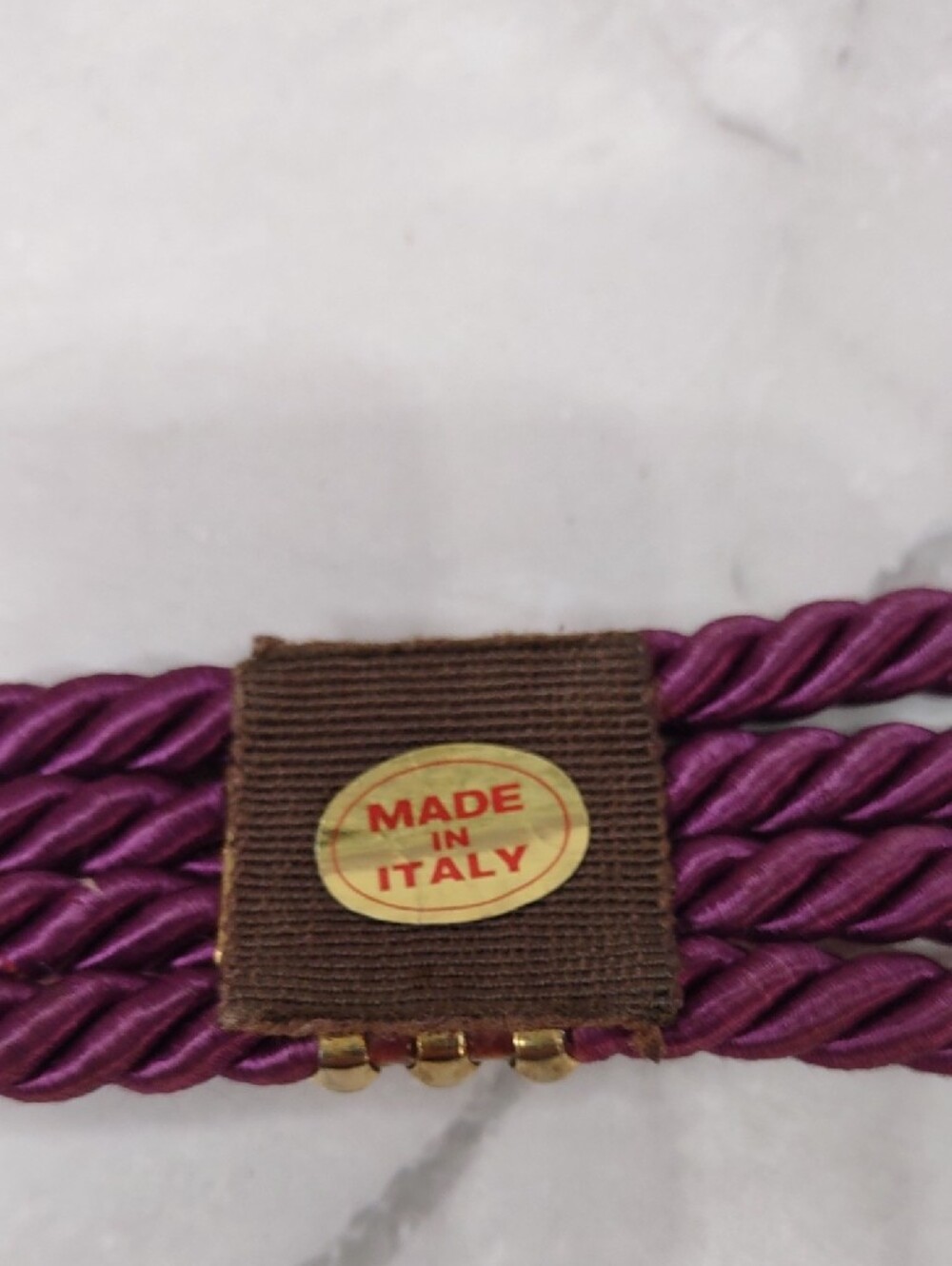 Plum Twist Rope Belt w/Golden Shell Buckle - Picture 4 of 5
